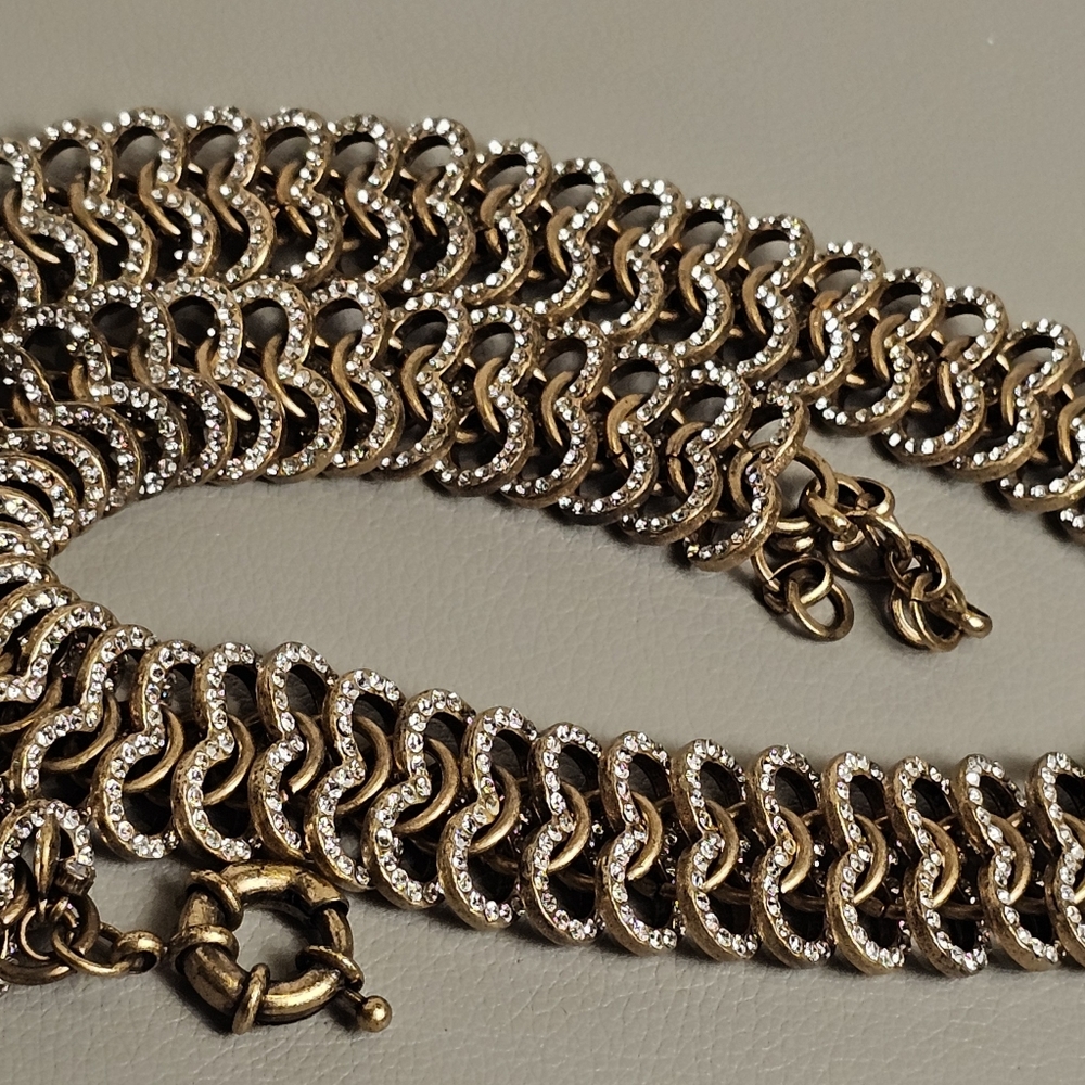 [J. Crew] Vintage Gold Rhinestone Studded Statment Collar Necklace - Picture 11 of 16